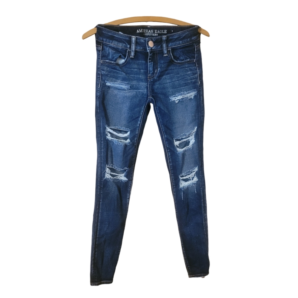 American Eagle Distressed Super LOWRISE Jeans